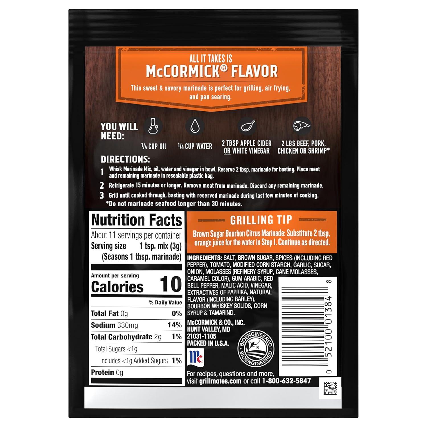 image:imageMcCormick Grill Mates Brown Sugar Bourbon Marinade 125 oz Pack of 12125 Ounce Pack of 1