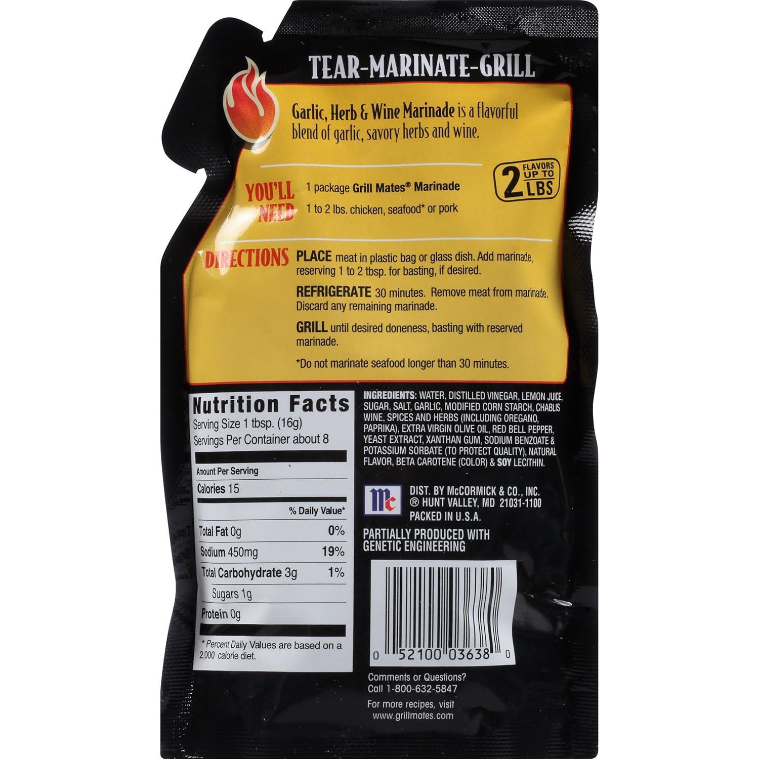 image:imageMcCormick Grill Mates Garlic Herb amp Wine 30 Minute Marinade 5 oz5 Ounce Pack of 3