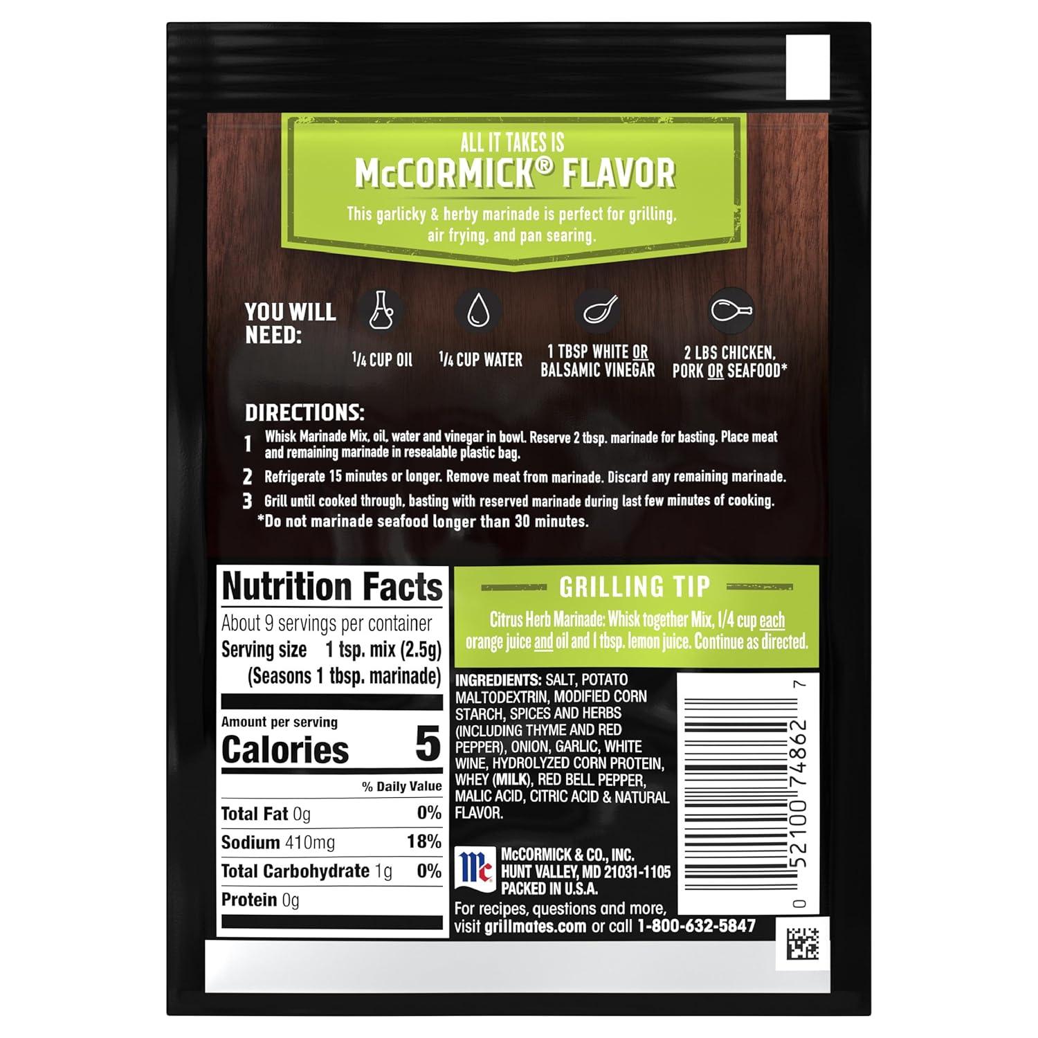 image:imageMcCormick Grill Mates Garlic Herb amp Wine Marinade Mix 087 oz087 Ounce Pack of 1
