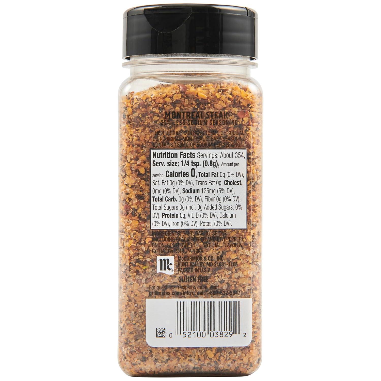 image:imageMcCormick Grill Mates Montreal Steak Seasoning 25 Less Sodium 10 OZ10 Ounce Pack of 1