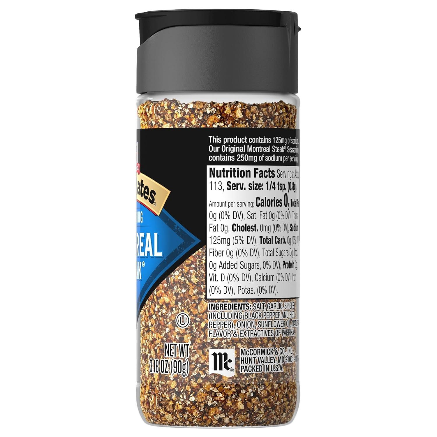 image:imageMcCormick Grill Mates Montreal Steak Seasoning 25 Less Sodium 10 OZ318 Ounce Pack of 1