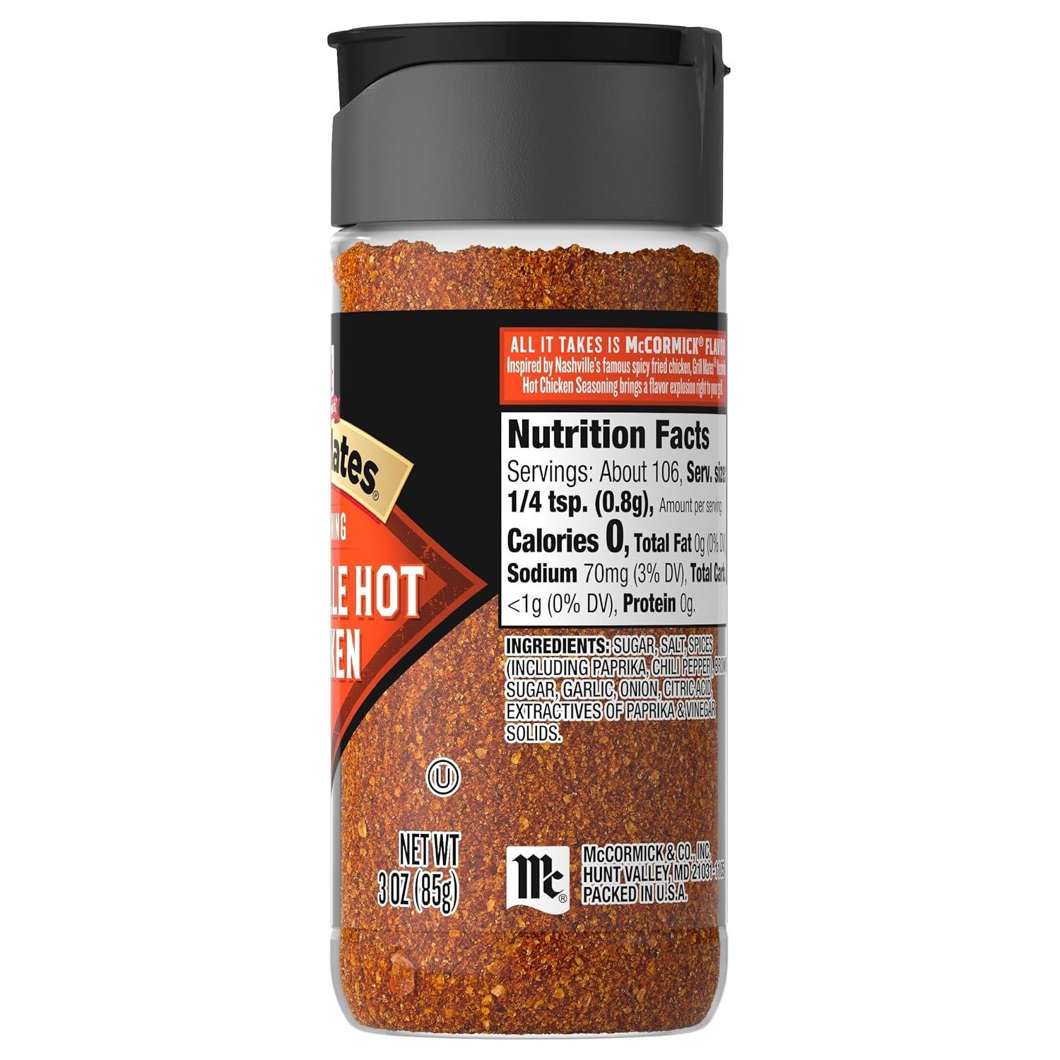 image:imageMcCormick Grill Mates Nashville Hot Chicken Seasoning 3 oz3 Ounce Pack of 6