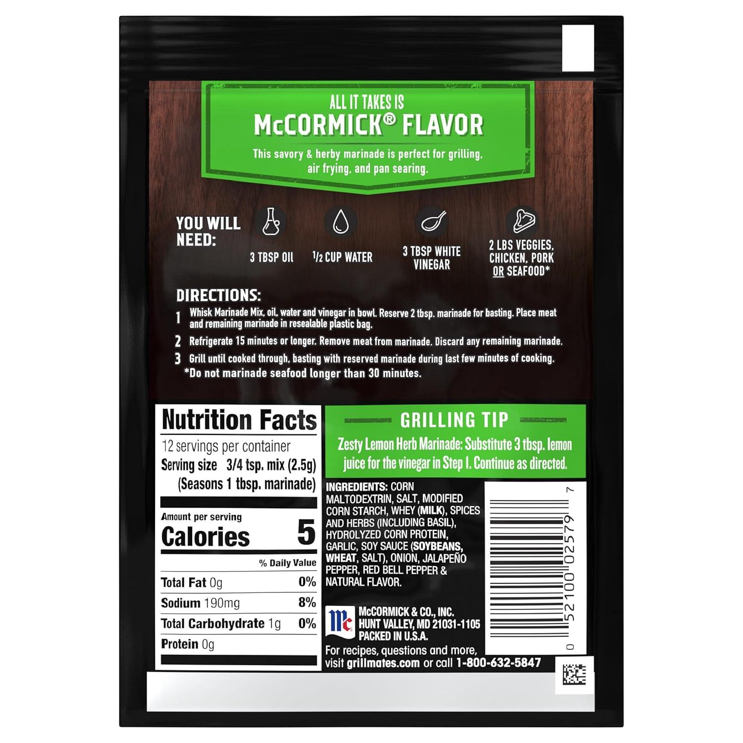 image:imageMcCormick Grill Mates Zesty Herb Marinade Mix 106 oz106 Ounce Pack of 1