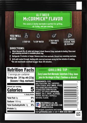 image:imageMcCormick Grill Mates Zesty Herb Marinade Mix 106 oz106 Ounce Pack of 4